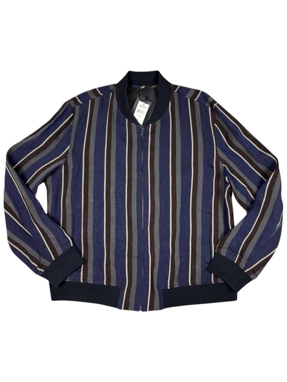 Todd Snyder Jacket Linen Bomber Full Zip Striped Barre Mens Size 2XL / XXL